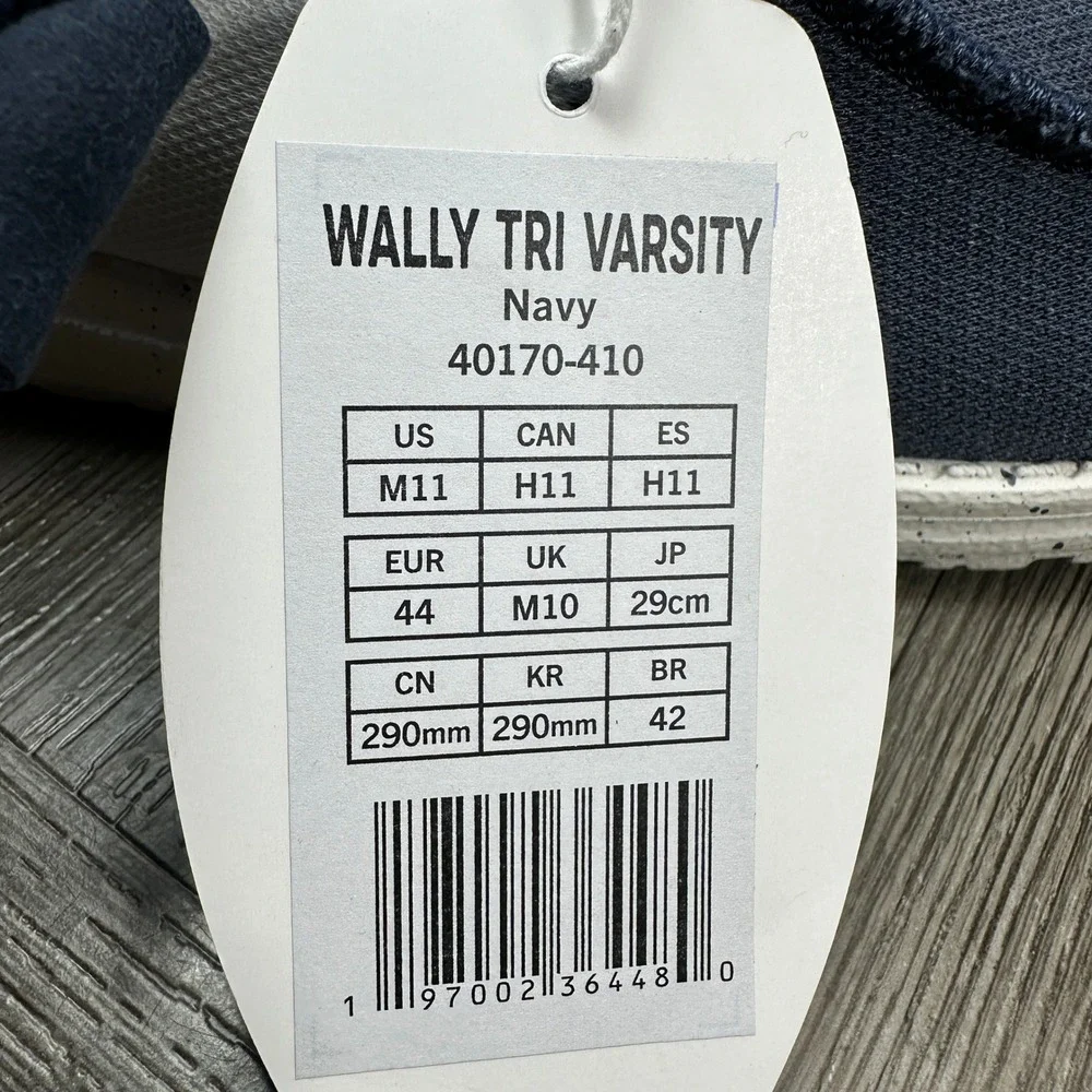 Hey Dude Wally Tri Varsity Mens Size 11 Navy White Grey Casual Loafers NEW